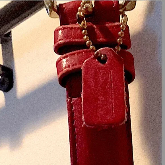 Vintage Coach Leather Belt Brass Buckle Cherry Red Size L, 38 inches long - Picture 4 of 8